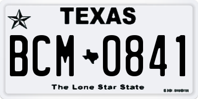TX license plate BCM0841