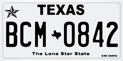 TX license plate BCM0842