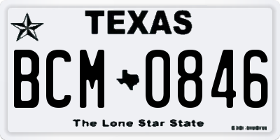 TX license plate BCM0846