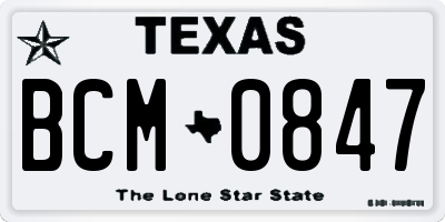 TX license plate BCM0847