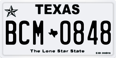 TX license plate BCM0848