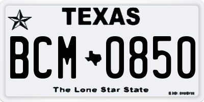 TX license plate BCM0850