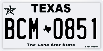 TX license plate BCM0851