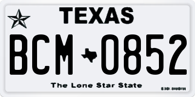 TX license plate BCM0852