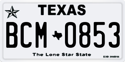 TX license plate BCM0853