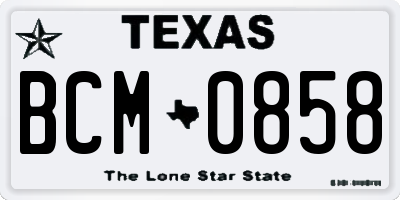 TX license plate BCM0858