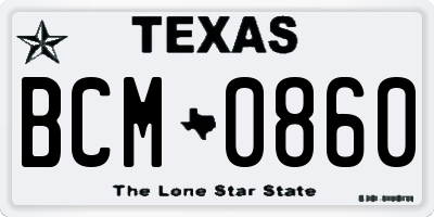 TX license plate BCM0860