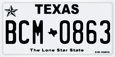 TX license plate BCM0863