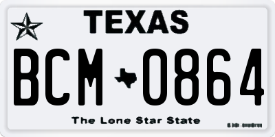 TX license plate BCM0864