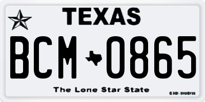 TX license plate BCM0865