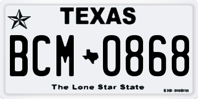 TX license plate BCM0868