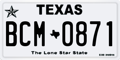 TX license plate BCM0871