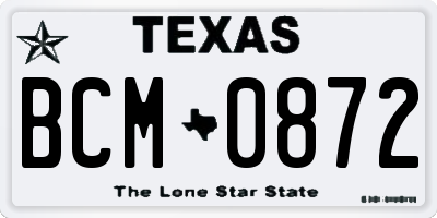 TX license plate BCM0872