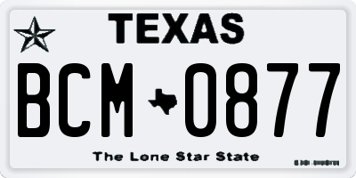 TX license plate BCM0877