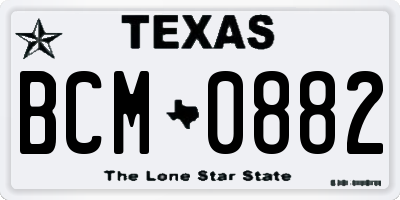 TX license plate BCM0882