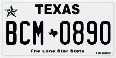 TX license plate BCM0890
