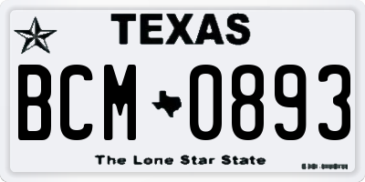 TX license plate BCM0893