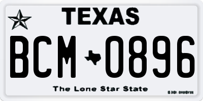 TX license plate BCM0896