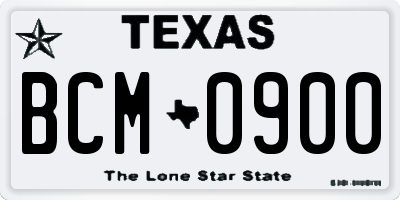 TX license plate BCM0900