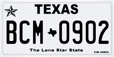 TX license plate BCM0902