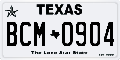 TX license plate BCM0904