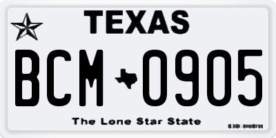 TX license plate BCM0905
