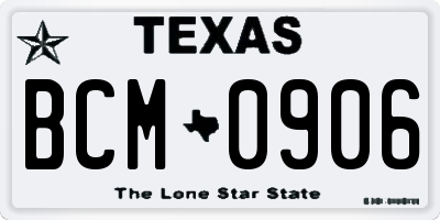 TX license plate BCM0906