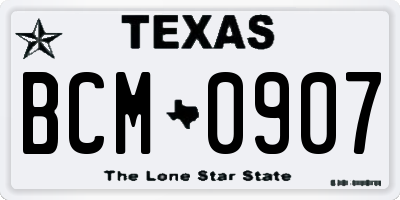 TX license plate BCM0907