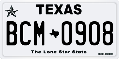 TX license plate BCM0908