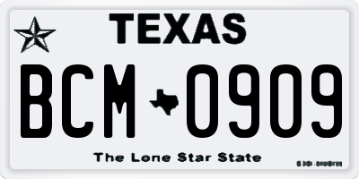 TX license plate BCM0909