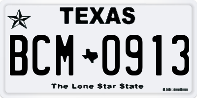 TX license plate BCM0913
