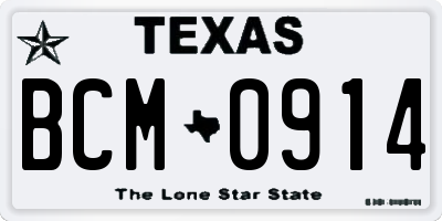 TX license plate BCM0914