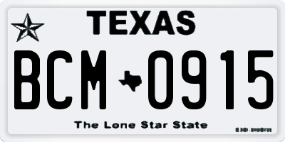 TX license plate BCM0915
