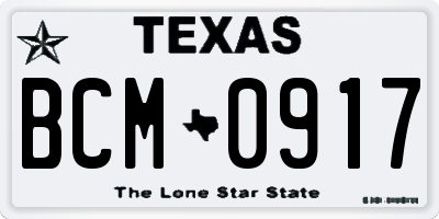 TX license plate BCM0917