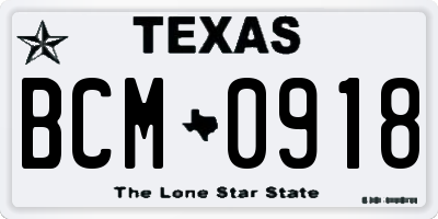 TX license plate BCM0918
