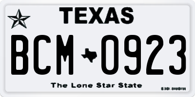 TX license plate BCM0923
