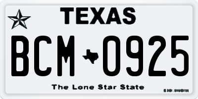 TX license plate BCM0925