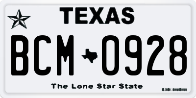 TX license plate BCM0928