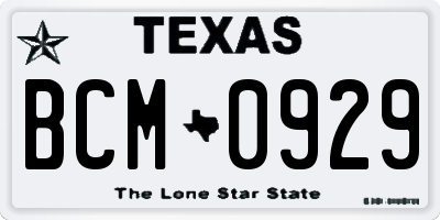 TX license plate BCM0929