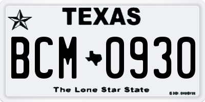 TX license plate BCM0930