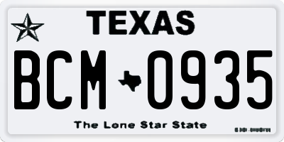 TX license plate BCM0935