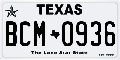 TX license plate BCM0936