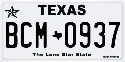 TX license plate BCM0937