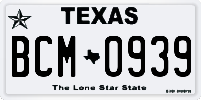 TX license plate BCM0939