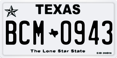 TX license plate BCM0943
