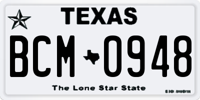 TX license plate BCM0948