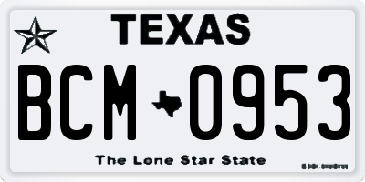 TX license plate BCM0953