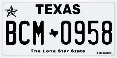 TX license plate BCM0958