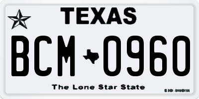 TX license plate BCM0960