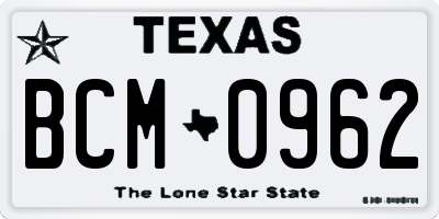 TX license plate BCM0962